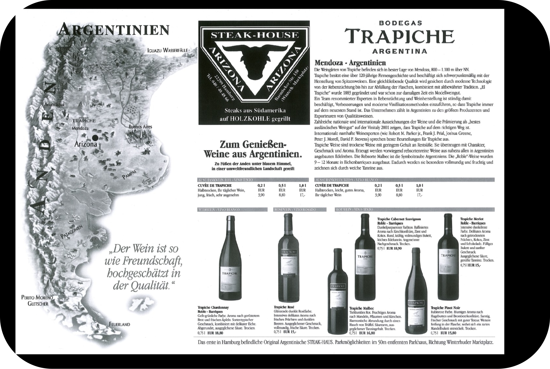 Weinkarte – Weine aus Mendoza